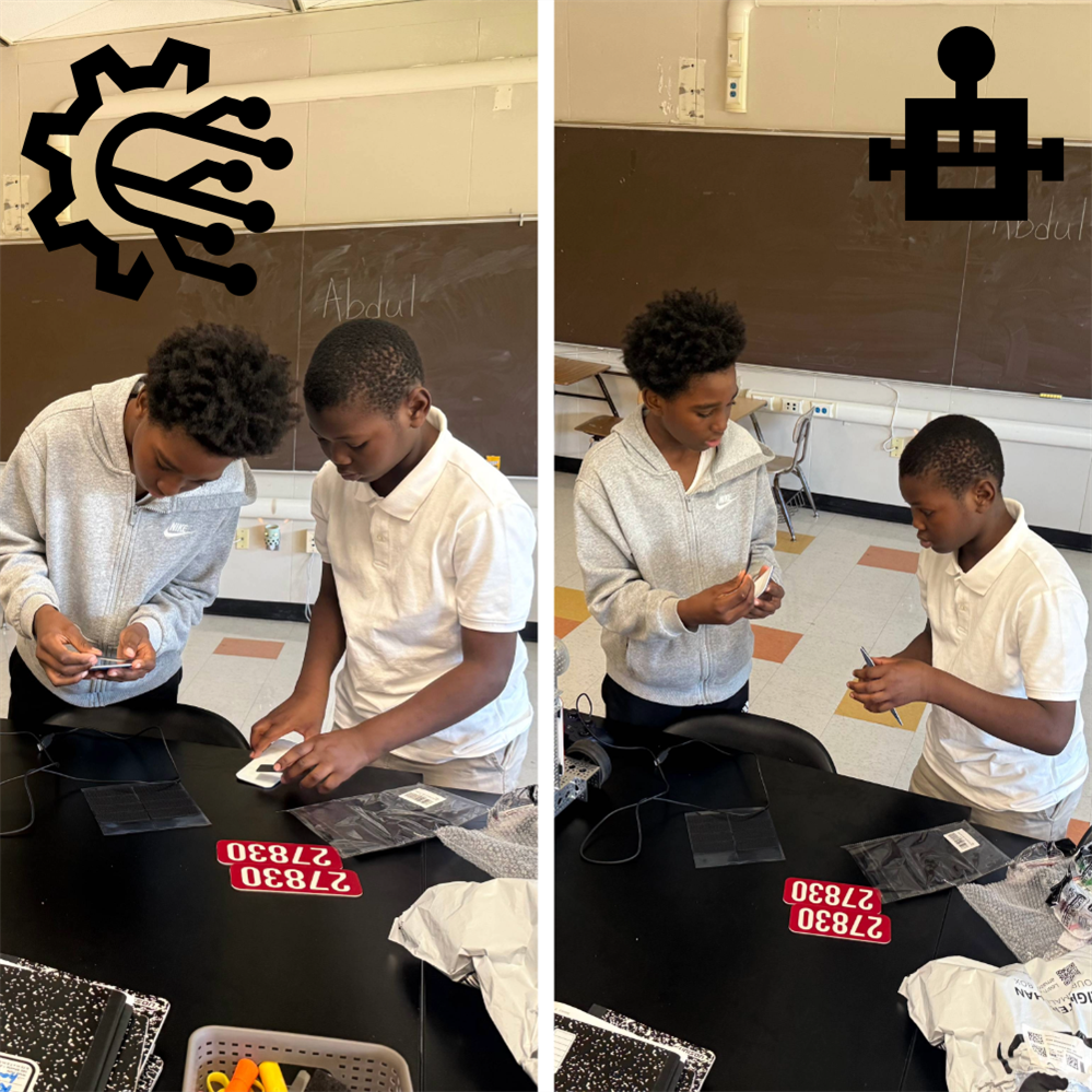  a collage of two boys working. 